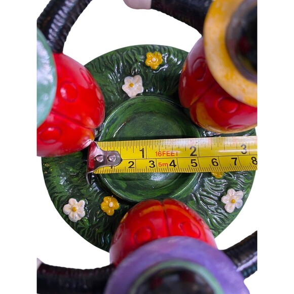 Ladybug Votive Tealight Candle Holder Trio Holding Hands Flower Garden Vintage - Picture 12 of 13